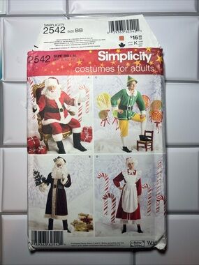 Simplicity 2542 Santa Mrs Claus Elf Costume Sewing Pattern L XL
